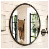 Growsun 24” Black Round Mirror